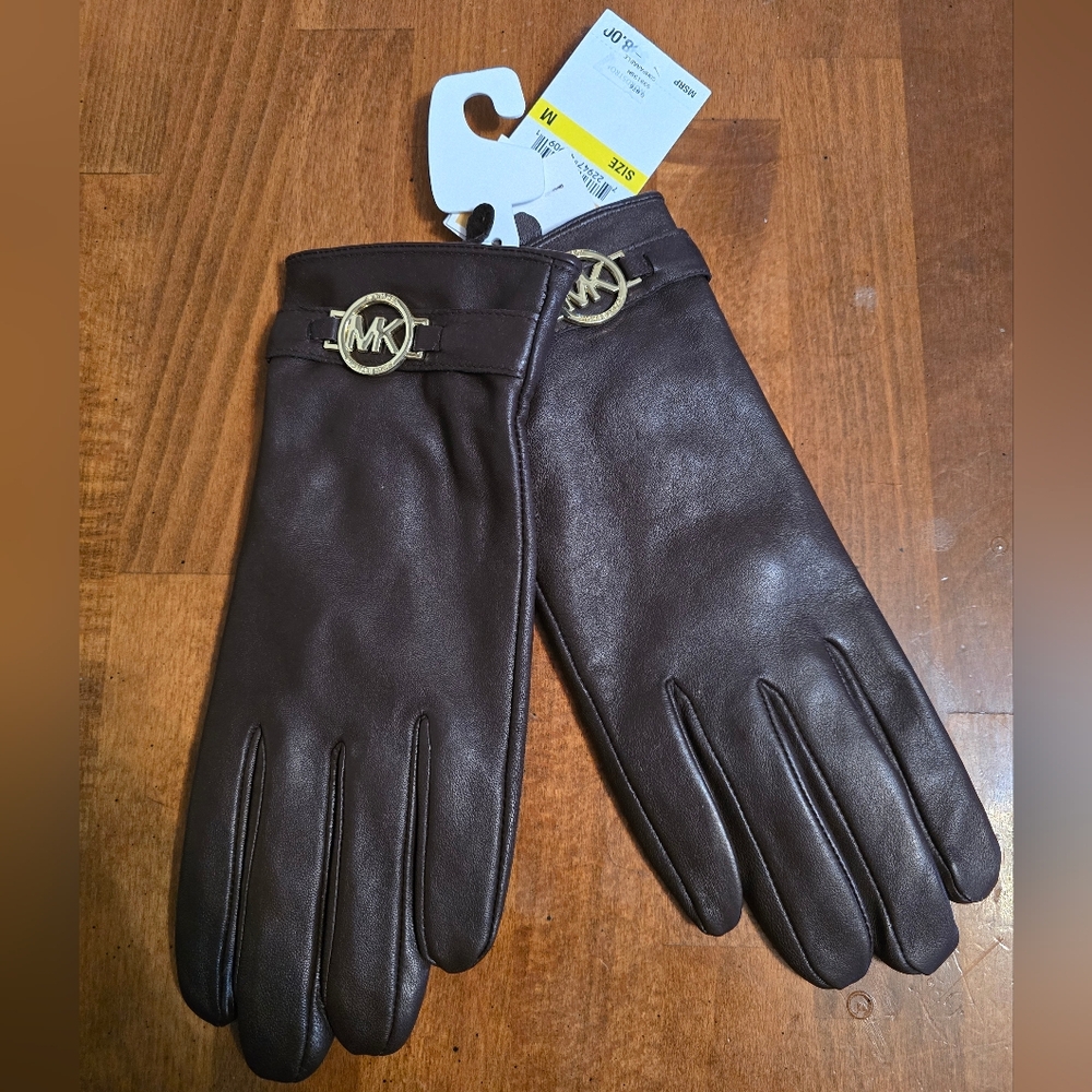 Michael Kors Brown Leather Gloves